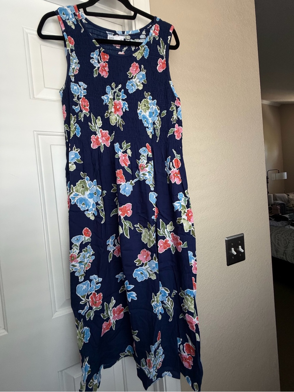 croft & barrow Navy Floral Maxi Dress with Pink & Green Accents